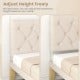 Adjustable beige upholstered headboard for twin bed, featuring a button tufted design for customizable height and.