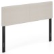 Upholstered headboard in beige linen fabric with sturdy plywood legs, designed for queen/full size bed frames.