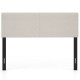 Upholstered queen/full size headboard in beige linen fabric with sturdy plywood legs for adjustable bed mounting.