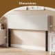 Upholstered headboard dimensions for queen/full size bed in beige linen fabric, featuring adjustable mounting and.