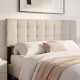 Beige upholstered headboard with quilted grid design, soft sponge cushioning, for queen/full size bed frame.
