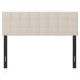 Beige upholstered headboard with quilted grid design, adjustable for queen/full size beds, featuring solid plywood legs.