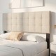 Beige upholstered headboard with quilted grid design, adjustable for queen/full size beds, featuring soft sponge.
