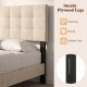 Beige upholstered headboard with quilted grid design and sturdy plywood legs, perfect for queen/full size beds.