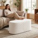 Upholstered beige ottoman bench with corduroy surface and high-density sponge, perfect for living room or entryway use.