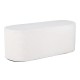 Upholstered oval ottoman bench in beige with breathable corduroy surface and high-density sponge, ideal for living room.