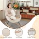 Beige upholstered rocking chair with padded backrest, soft corduroy fabric, and ergonomic design for cozy relaxation.