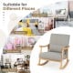 Upholstered rocking chair in gray with rubber wood frame, perfect for living room, bedroom, or study room relaxation.