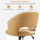 Upholstered swivel office chair with ergonomic curved backrest and armrests, featuring breathable leathaire fabric for.