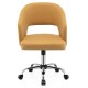 Upholstered swivel office chair in mustard with a hollow out back, ergonomic design, and adjustable height for.