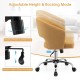 Upholstered swivel office chair with adjustable height, rocking mode, and ergonomic backrest for comfort in any.