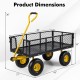 Utility garden wagon dimensions showing 43"x21"x36" with removable side panels and 900/1200 lbs load capacity.