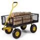 Utility garden wagon with logs loaded, featuring removable side panels and a 900/1200 lbs capacity for versatile.