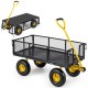 Utility garden wagon with removable side panels, 900/1200 lbs capacity, and adjustable handle for easy maneuvering.