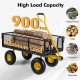 Utility garden wagon with removable sides, 900 lbs capacity, and 10"/13" tires for transporting logs and groceries.