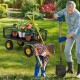 Utility garden wagon with removable side panels, loaded with potted plants, ideal for transporting heavy items.