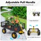 Utility garden wagon with adjustable U-shaped pull handle, removable side panels, and 900/1200 lbs load capacity for.