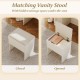 Vanity stool with padded seat and hidden storage, perfect for organizing makeup essentials under the seat.