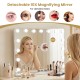 Vanity mirror with lights featuring a detachable 10X magnifying mirror, ideal for detailed makeup tasks on a vanity.