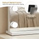 Close-up of the vanity mirror with lights showing robust metal frame and anti-scratch foot pads for stability and.