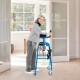 Versatile rolling walker with adjustable height, lightweight aluminum frame, and padded seat, ideal for rehabilitation.
