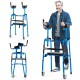 Versatile rolling walker with adjustable height, foldable design, and padded armrests for rehabilitation training.