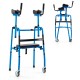 Versatile rolling walker in navy with adjustable armrests, foldable design, and padded seat for rehabilitation training.
