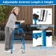 Versatile rolling walker in navy with adjustable armrests and height, ideal for rehabilitation and outdoor use.