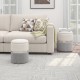 Gray velvet and linen fabric storage ottoman set of 2, stackable design for versatile use in living room or bedroom.