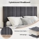Upholstered headboard in premium linen fabric with vertical channel design, adjustable height for comfort and style.