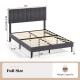 Full size velvet upholstered platform bed with adjustable headboard, wooden slats, and sturdy support for optimal.