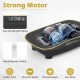 Vibration plate exercise machine in black with LED display and remote control for effective fat burning workouts.