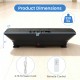 Vibration plate exercise machine in black, featuring dimensions of 22"x5"x13", with remote control and power cord.