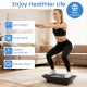 Vibration plate exercise machine in black with gravity sensor, ideal for home workouts and supports up to 440 lbs.