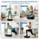 Vibration plate exercise machine showing various workout positions, featuring a durable black design for home use.