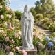 Virgin Mary statue 29.5 inches tall in gray, made from magnesium oxide, ideal for outdoor religious decor in gardens.
