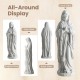 Virgin Mary statue in gray, 29.5 inches tall, showcasing serene details and vintage style for outdoor decoration.