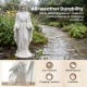 Virgin Mary statue 29.5 inches tall, made from magnesium oxide with a warm aged finish, ideal for outdoor religious.