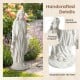 Virgin Mary statue 29.5 inches tall with flowing drapery, aged finish, and serene expression for outdoor decoration.