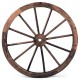 30-inch decorative vintage wood wagon wheel made of Chinese fir with a smooth surface, ideal for backyard or studio.