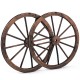Set of 2 vintage 30-inch wood wagon wheels made of Chinese fir, featuring a retro design for backyard or studio decor.