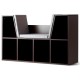6-cubby kid storage bookcase with cushioned reading nook in brown, perfect for organizing books and toys.