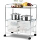 Rolling storage cart with 4 drawers and 2 mesh shelves, made of steel, ideal for kitchen or office organization.