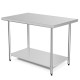 Stainless steel worktable measuring 30 x 48 inches with adjustable shelf, ideal for commercial and home kitchen use.