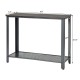 Slim metal frame wood console sofa table with storage shelf, retro style, perfect for small spaces beside sofa or bed.