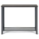 Metal frame wood console sofa table with a solid tabletop and latticed shelf, ideal for displaying decor and storing.