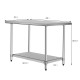 Stainless steel commercial kitchen worktable, 48" x 30", with adjustable shelf and sturdy frame for versatile use.