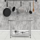 Stainless steel commercial kitchen worktable, 30x48 inches, with adjustable shelf and sturdy frame for versatile use.
