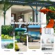 Hanging chaise lounger swing chair in orange with adjustable canopy, perfect for garden, patio, or poolside relaxation.