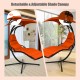 Hanging chaise lounger swing chair in orange with adjustable shade canopy and soft cushion for outdoor relaxation.